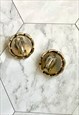 80S GOLD SPIRAL FAUX PEARL EARRINGS VINTAGE JEWELLERY 