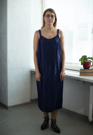 VINTAGE 80'S NAVY MIDI DRESS
