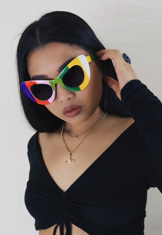 MULTI COLOUR RAINBOW 90S Y2K SUNGLASSES SHADES