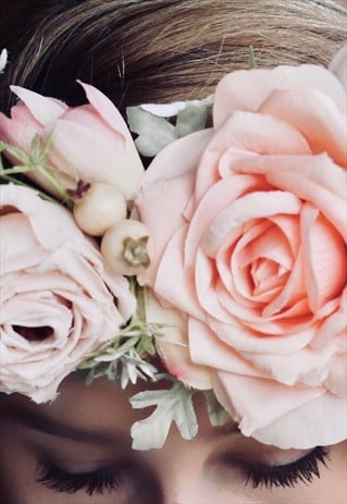 THE HANDMADE PEACH & CORAL BRIDAL FLOWER CROWN