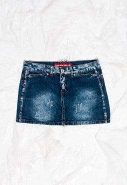 Vintage Y2K Fishbone Denim Micro Skirt