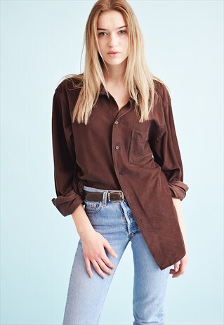 90'S RETRO CORDUROY OVERSIZED DADS SHIRT TOP