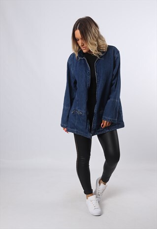 DENIM JACKET LINED OVERSIZED FITTED UK 14 (FMTK)