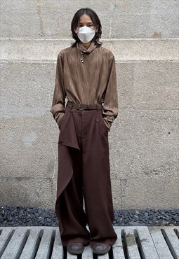 Yamamoto-style Layered Pants in Brown