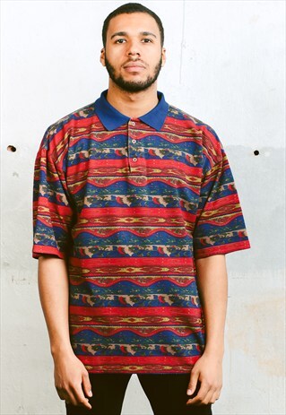 VINTAGE AZTEC PRINT POLO SHIRT