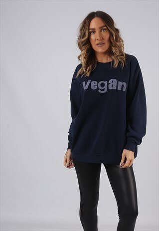 VINTAGE VEGAN SWEATSHIRT OVERSIZED PRINT UK 18 (DL2F)
