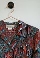 VINTAGE 80S ABSTRACT PRINT LONG SLEEVE BLOUSE SIZE 10-12