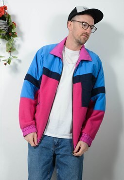 Vintage 90s  Zip up Fleece Jacket Neon Unisex Size L