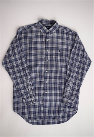 VINTAGE 90S RALPH LAUREN BLUE WHITE CHECK SHIRT