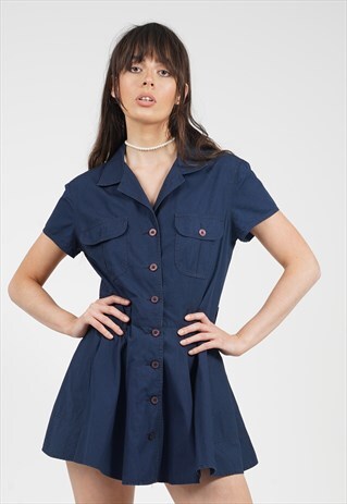 VINTAGE MOSCHINO 90'S BLUE SHIRT MINI DRESS