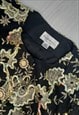 VINTAGE 80S SHIRT BLACK GOLD EMBROIDERED SEQUIN 