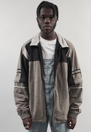 VINTAGE 90'S LOTTO MONOCHROME SUEDE FEEL SPORTS JACKET