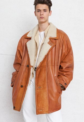 VINTAGE BROWN LEATHER COAT