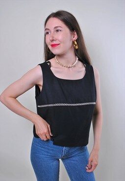 Vintage 90's tank top, black minimalist top - MEDIUM 