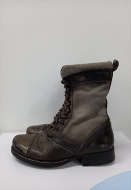 00s Bench Leather Combat Boots Dark Brown