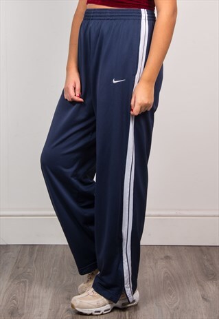 NIKE 90'S NAVY BLUE HIGH WAIST TRACKSUIT BOTTOMS TROUSERS