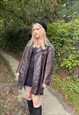 VINTAGE 90S Y2K BROWN GENUINE LEATHER TRENCH COAT