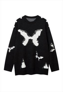 Distressed sweater butterfly jumper ripped & shredded top