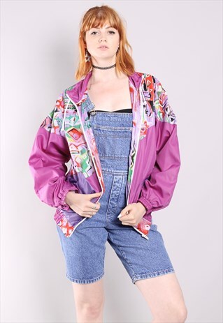 VINTAGE 90S CRAZY PATTERN WINDBREAKER SHELL JACKET