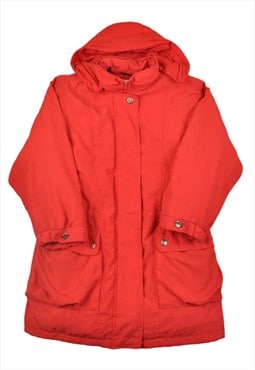 Vintage Hooded Ski Jacket Retro Block Colour Red Ladies XL