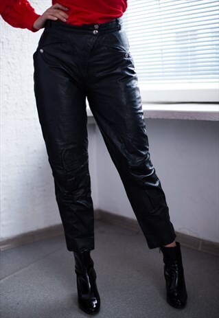 VINTAGE 80'S BLACK LEATHER TROUSERS