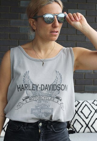 VINTAGE Y2K HARLEY DAVIDSON GREY ARIZONA OVERSIZED VEST