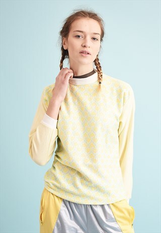 80'S ATHLEISURE PASTEL ABSTRACT FLORAL PRINT SWEATSHIRT