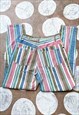 VINTAGE 90'S PASTEL STRIPE HIGH WAISTED JEANS - S