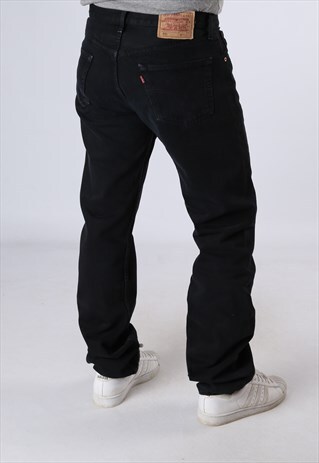 LEVIS 501'S BLACK DENIM JEANS W34 L36 LONG LEG (GN2R)