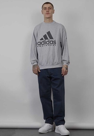 VINTAGE 90'S ADIDAS EQUIPMENT GREY SWEATER