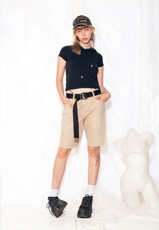 Vintage Jorts Y2K Boyfriend Cut Off Jeans in Beige