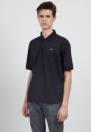 90S VINTAGE BLACK LACOSTE SHORT SLEEVE POLO SHIRT TOP