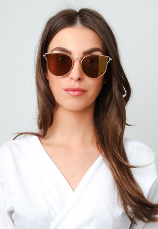 BROWN CAT EYE AVIATOR SUNGLASSES
