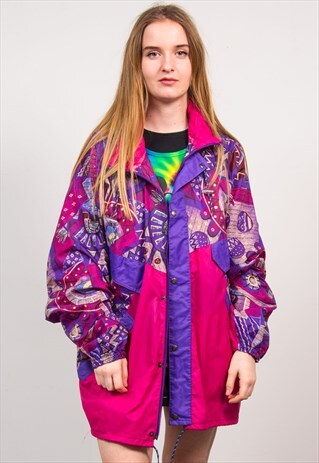 VINTAGE CAGOULE 90'S PINK ABSTRACT WINDBREAKER
