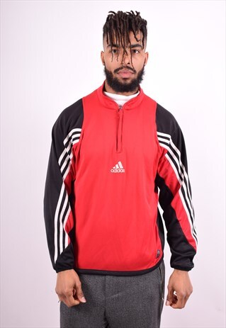 ADIDAS MENS VINTAGE PULLOVER TRACKSUIT TOP LARGE MULTI 90'S
