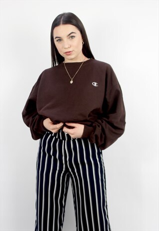 90'S RETRO BROWN OVERSIZED SWEATSHIRT WITH SMALL LOGO