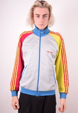 ADIDAS MENS VINTAGE TRACKSUIT TOP JACKET MEDIUM GREY 90S