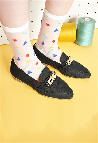 80S CANVAS LOAFERS WITH WOODEN BEADS