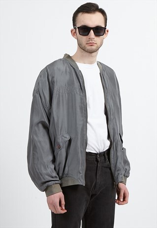 VINTAGE GREY SILK BOMBER JACKET