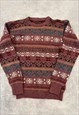 VINTAGE KNITTED JUMPER ABSTRACT PATTERNED KNIT SWEATER