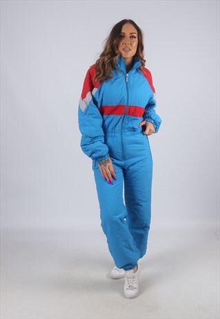VINTAGE FULL SKI SUIT SNOW SPORTS UK S 10 (K2F)