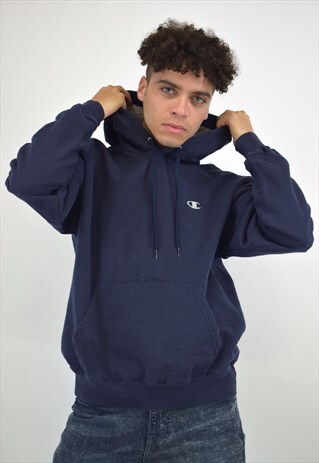 VINTAGE 90S CHAMPION NAVY HOODIE