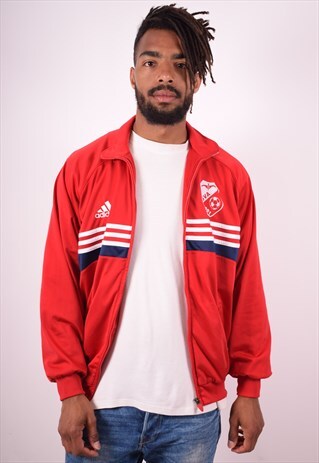 ADIDAS MENS VINTAGE SVA 1951 TRACKSUIT TOP JACKET MEDIUM RED