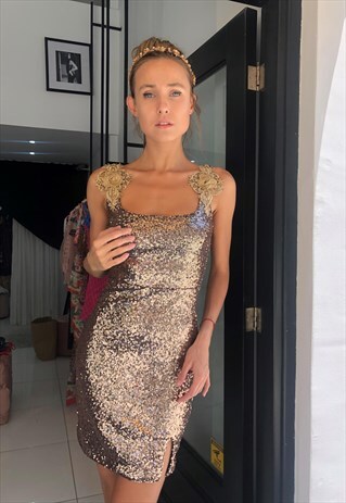 'ELYSIA' GOLD SEQUIN MINI DRESS
