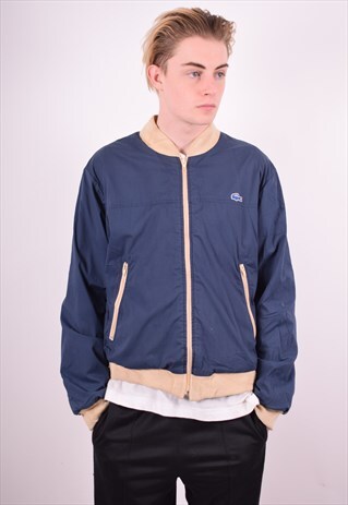 LACOSTE MENS VINTAGE BOMBER JACKET MEDIUM BLUE 90'S