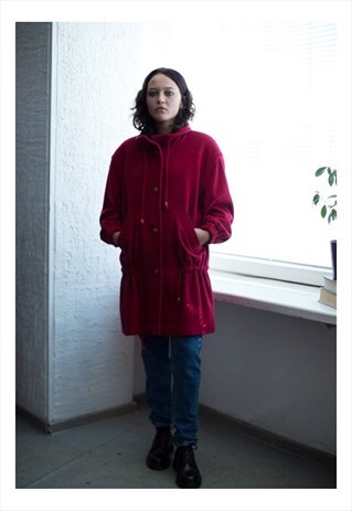 VINTAGE 80'S RED WOOL MIX PARKA