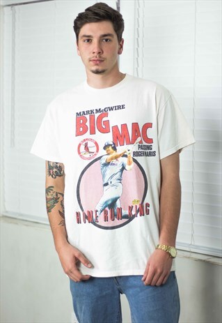 VINTAGE BASEBALL T-SHIRT LOGO 90S L 7.5