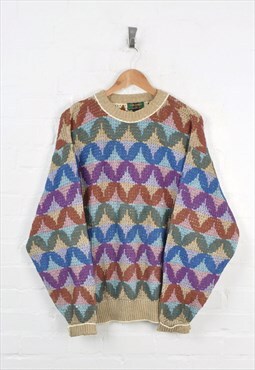 Vintage 80s Patterned Knitwear Jumper Multi Large