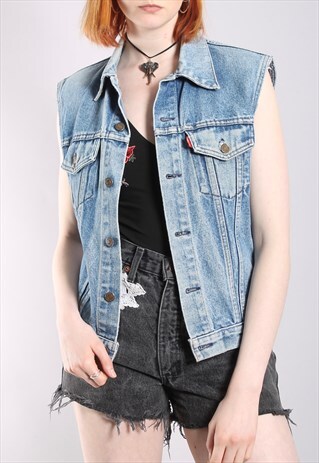 VINTAGE 90S LEVI'S DENIM FESTIVAL GILET JACKET