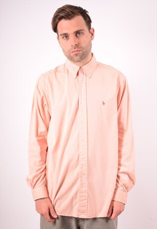 POLO RALPH LAUREN MENS VINTAGE SHIRT LARGE ORANGE 90S